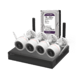 Kit Vigilancia IP WiFi Exterior 4 Cámaras Bullet 2K + Grabador NVR 8Ch + HDD 1TB