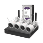 Kit Vigilancia IP WiFi Exterior 4 Cámaras Bullet 2K + Grabador NVR 8Ch + HDD 2TB