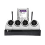 Kit Vigilancia IP WiFi Exterior 4 Cámaras Domo Ezviz H4 2K + Grabador NVR 8Ch + HDD 1TB