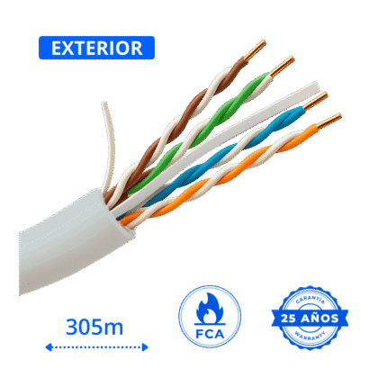 cable utp cat 6 exterior cobre color blanco