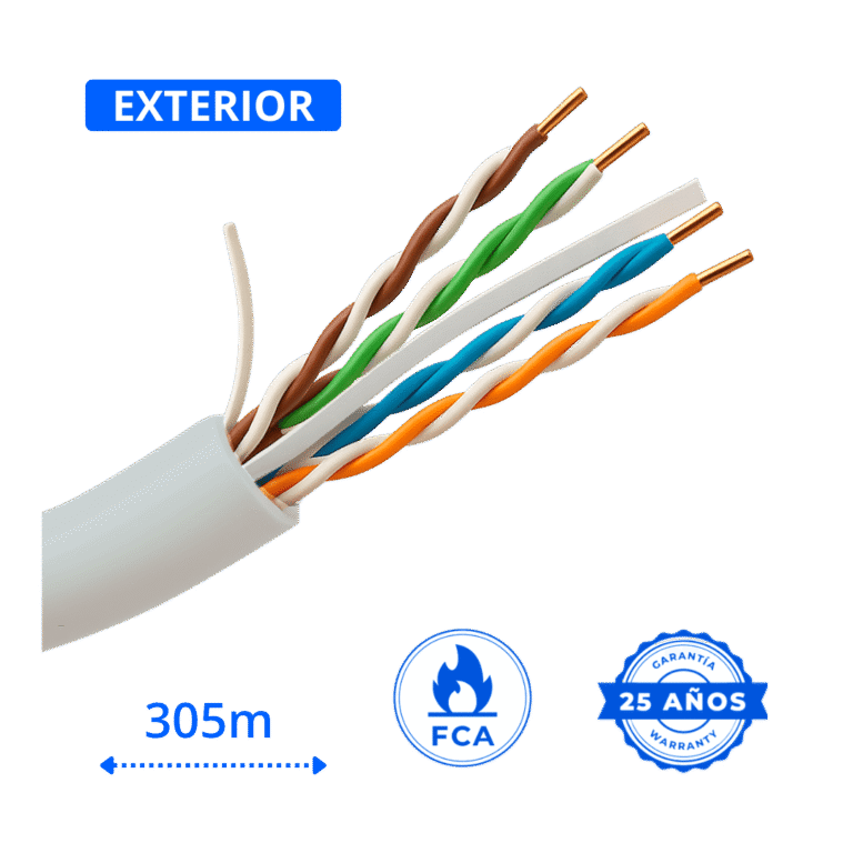 cable utp cat 6 exterior cobre color blanco