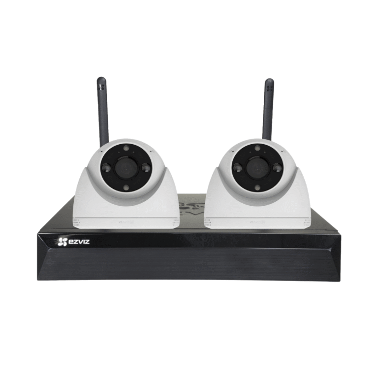 Kit de videovigilancia WiFi exterior con 2 cámaras EZVIZ H4 2K y grabador NVR de 8 canales sin disco duro