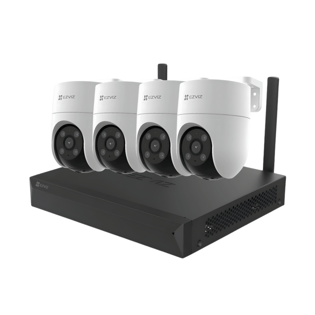 Kit EZVIZ H8C con 4 cámaras WiFi 360° y NVR Kit de videovigilancia WiFi EZVIZ H8C con 4 cámaras exteriores 360° y NVR