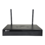 Vista frontal del grabador NVR EZVIZ X5S negro con sus dos antenas WiFi