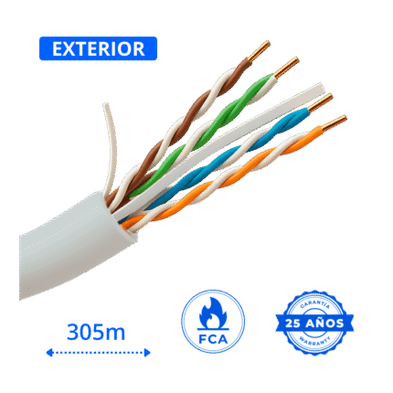 cable utp cat 6 exterior cobre color blanco