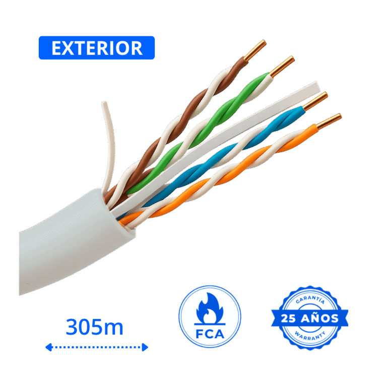 cable utp cat 6 exterior cobre color blanco