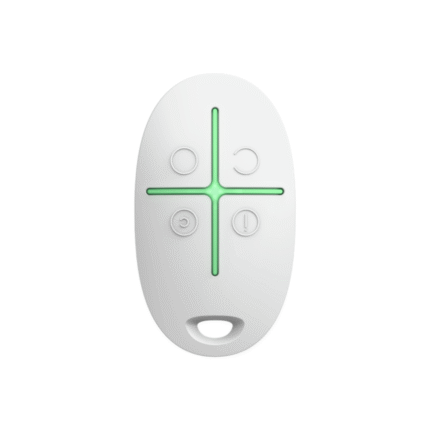 Mando a distancia Ajax SpaceControl blanco para alarma Ajax, vista frontal con cuatro botones