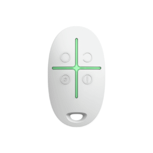 Mando a distancia Ajax SpaceControl blanco para alarma Ajax, vista frontal con cuatro botones