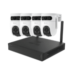 4 cámaras de vigilancia EZVIZ H9C Dual 2K junto a un grabador NVR EZVIZ sin disco duro