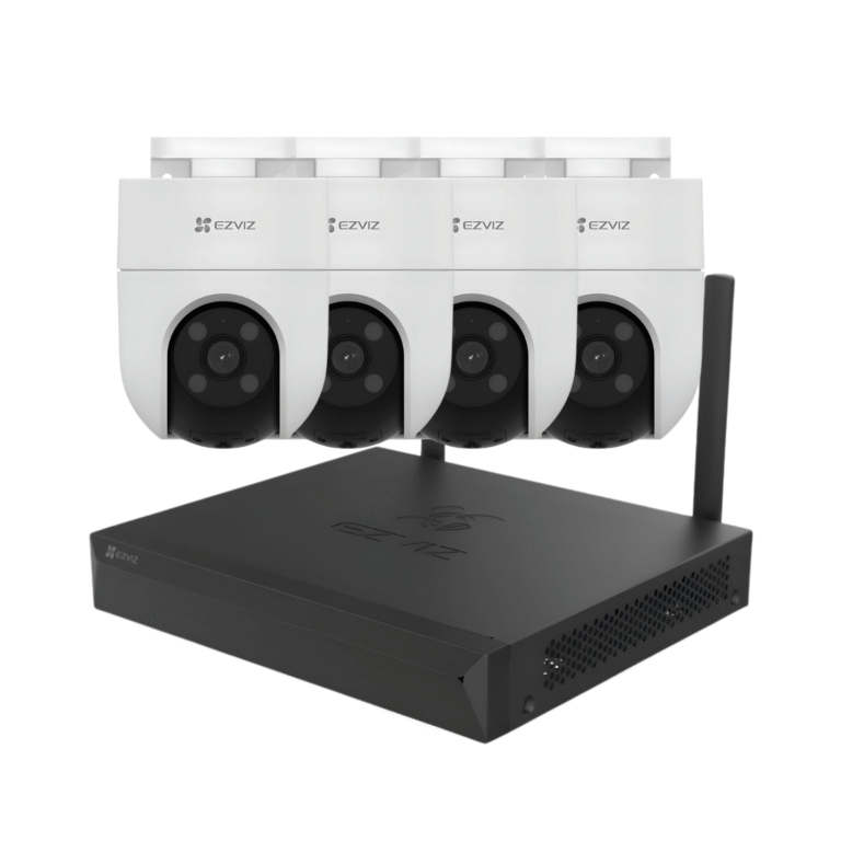 4 cámaras de vigilancia EZVIZ H8C 1080p junto a un grabador NVR EZVIZ sin disco duro