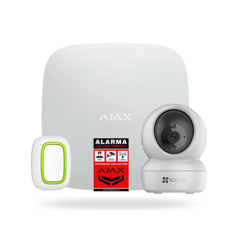 Kit Ajax para personas mayores con Hub blanco, pulsador Button, cámara EZVIZ H6c y pegatina A7