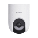 Vista frontal de la cámara WiFi exterior con batería EZVIZ HB8 Lite blanca y su objetivo