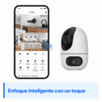 App Tapo en un móvil con la vista doble de la C245D y selección de una zona de la cocina