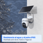 Cámara Tapo TC90 KIT con panel solar bajo la lluvia e indicación de protección IP65