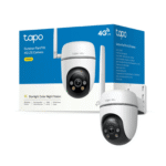 Cámara de vigilancia 4G exterior Tapo TC40GW Full HD 1080p junto a su caja