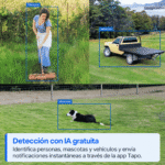 Detección de una persona, un vehículo y una mascota con la cámara Tapo TC40GW