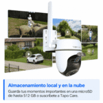 Opciones de grabación de la Tapo TC40GW en tarjeta microSD y nube Tapo Care
