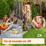 Comparativa ilustrativa entre imagen 1080p y resolución 2K de Imou Cell Go Full-Color en un jardín