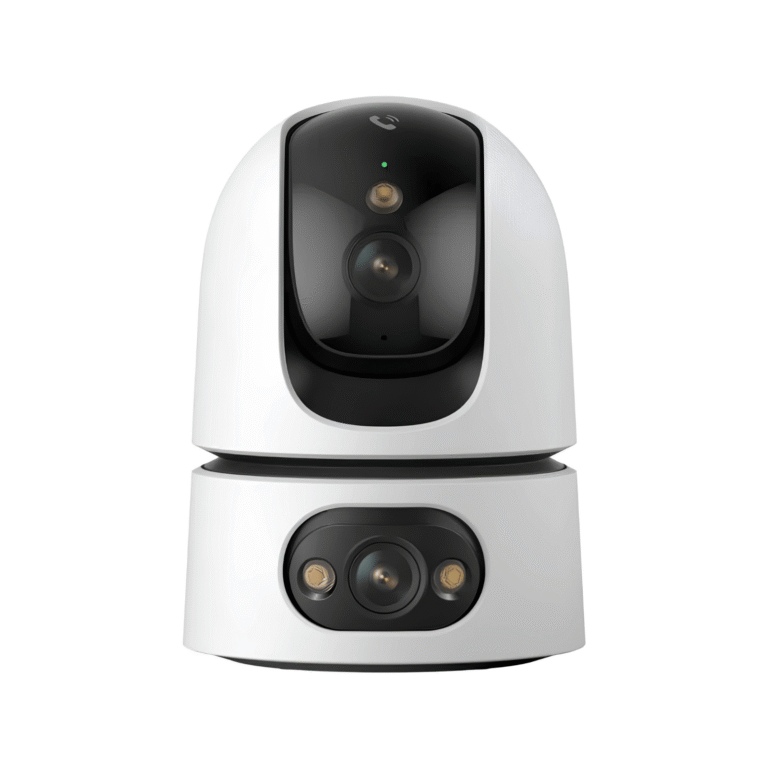Vista frontal de la cámara de vigilancia interior Imou Ranger Dual Pro con sus dos lentes