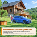 Detección de una persona y un vehículo con Imou Cruiser Dual 2 en el exterior de una vivienda