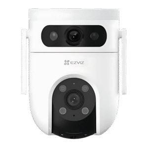 Vista frontal de la cámara EZVIZ H9C Dual 2K con lente superior fija y lente inferior motorizada