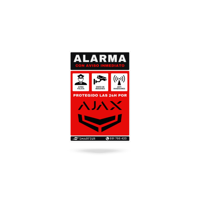Pegatina disuasoria de alarma Ajax tamaño A7 de Smartsur