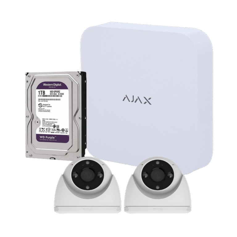 Kit videovigilancia con 2 cámaras WiFi EZVIZ H4 2K, NVR Ajax y disco duro de 1 TB