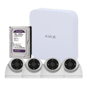 Kit videovigilancia con 4 cámaras WiFi EZVIZ H4 2K, NVR Ajax y disco duro de 1 TB