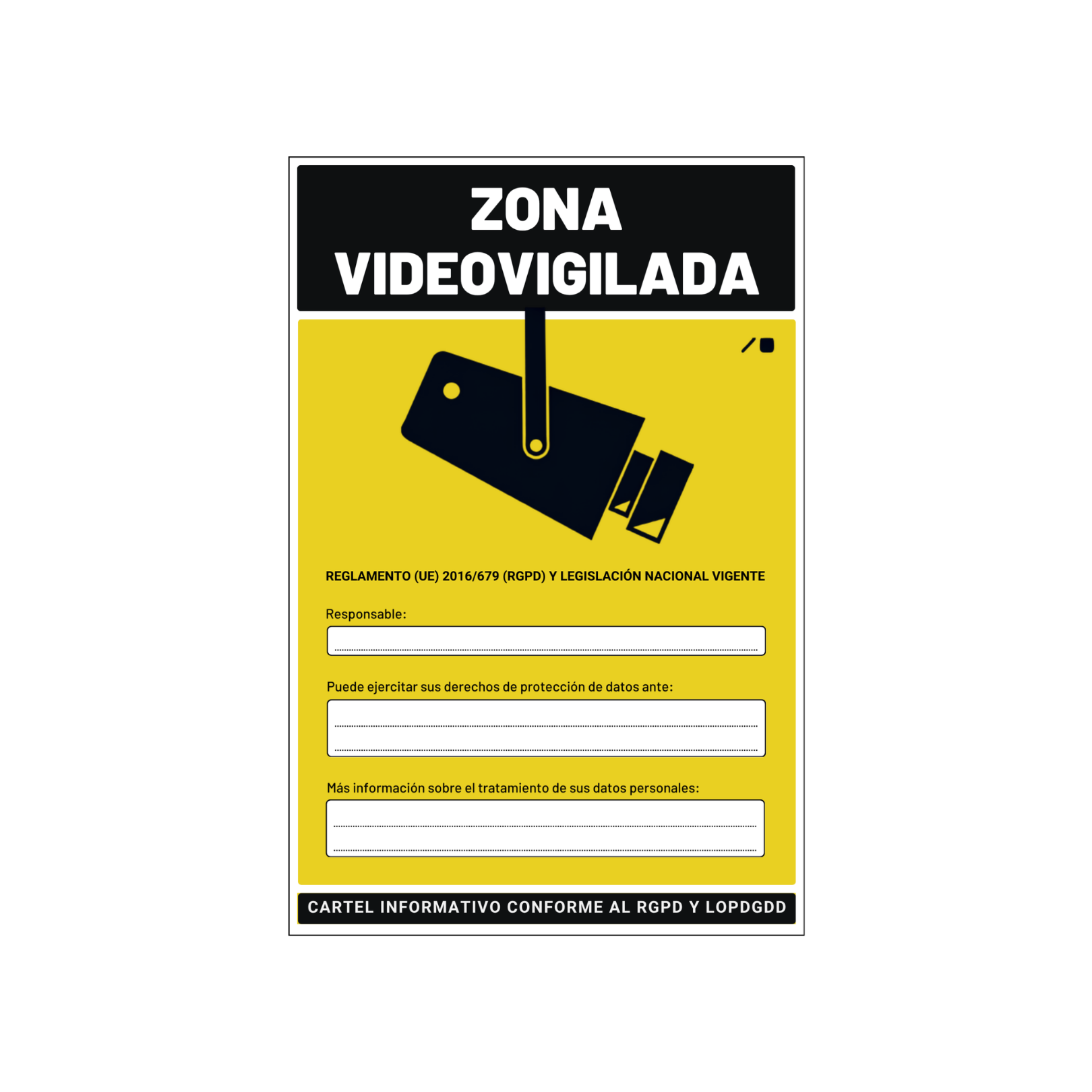 Cartel_zona_videovigilada_homologado_a5 Cartel Zona Videovigilada Exterior Homologado de PVC Flexible Tamaño A5 - Imagen 1